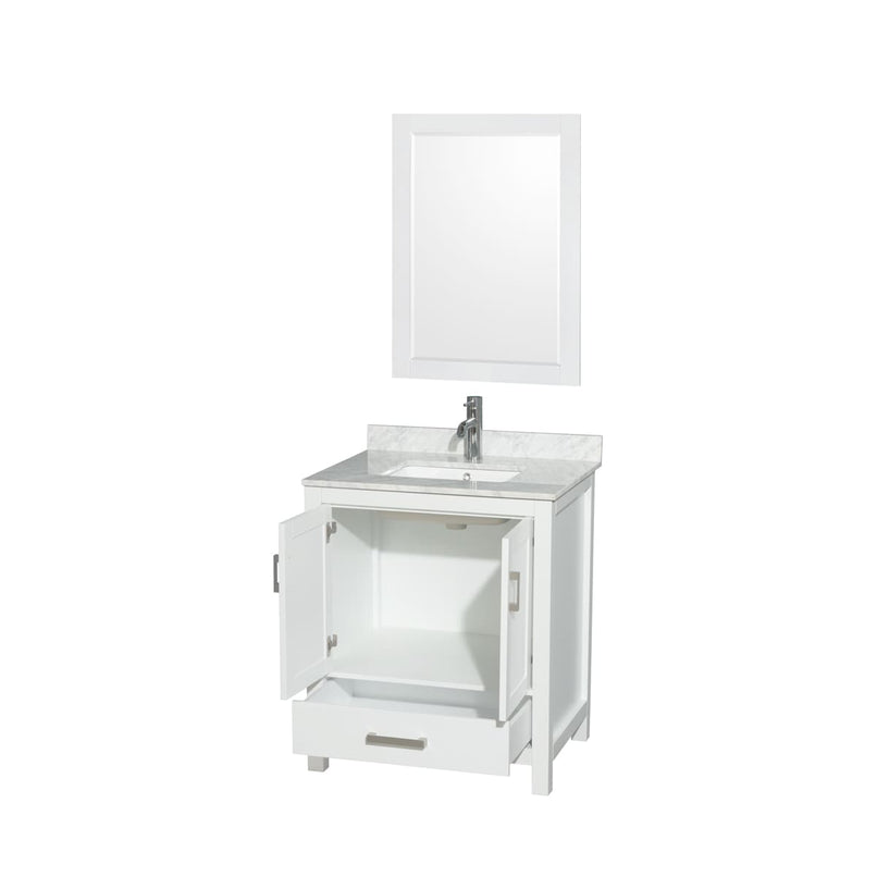 Sheffield 30" Free Standing Single Basin Vanity Set with Cabinet, Marble Vanity Top, and Framed Mirror - image 5