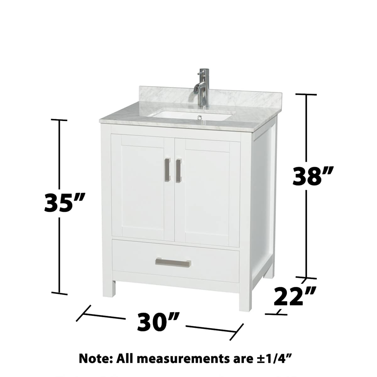 Sheffield 30" Free Standing Single Basin Vanity Set with Cabinet, Marble Vanity Top, and Framed Mirror - image 7