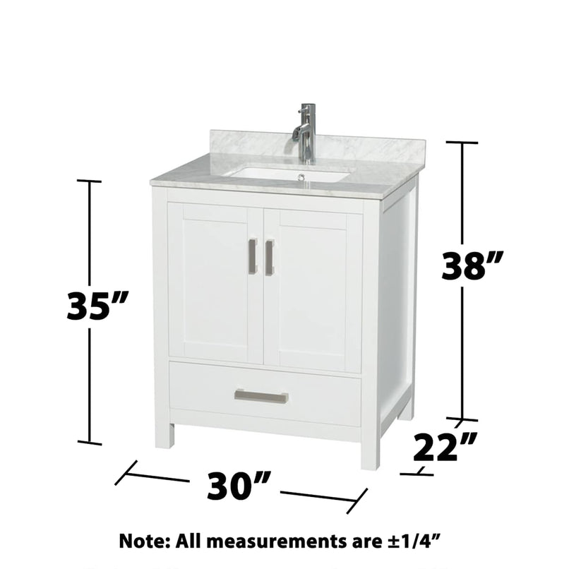 Sheffield 30" Free Standing Single Basin Vanity Set with Cabinet, Marble Vanity Top, and Framed Mirror - image 7