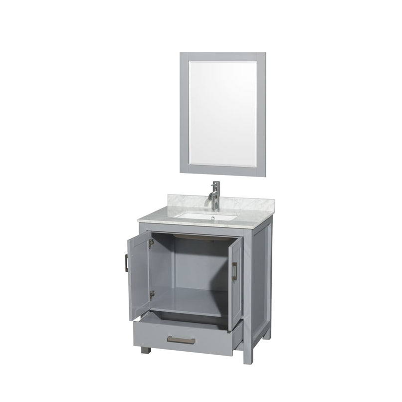 Sheffield 30" Free Standing Single Basin Vanity Set with Cabinet, Marble Vanity Top, and Framed Mirror - image 8