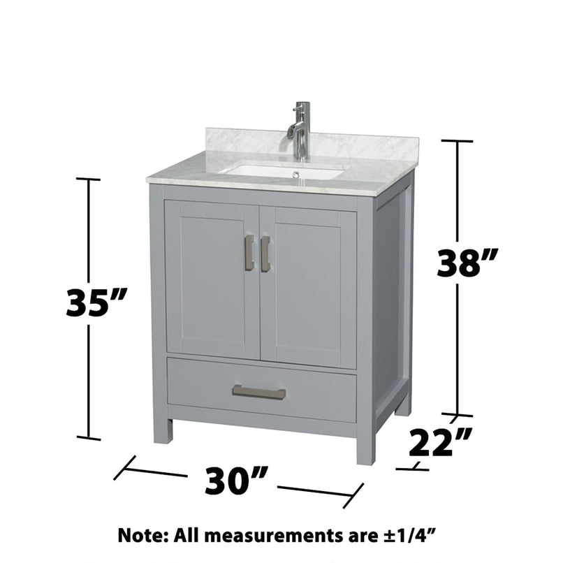 Sheffield 30" Free Standing Single Basin Vanity Set with Cabinet, Marble Vanity Top, and Framed Mirror - image 10