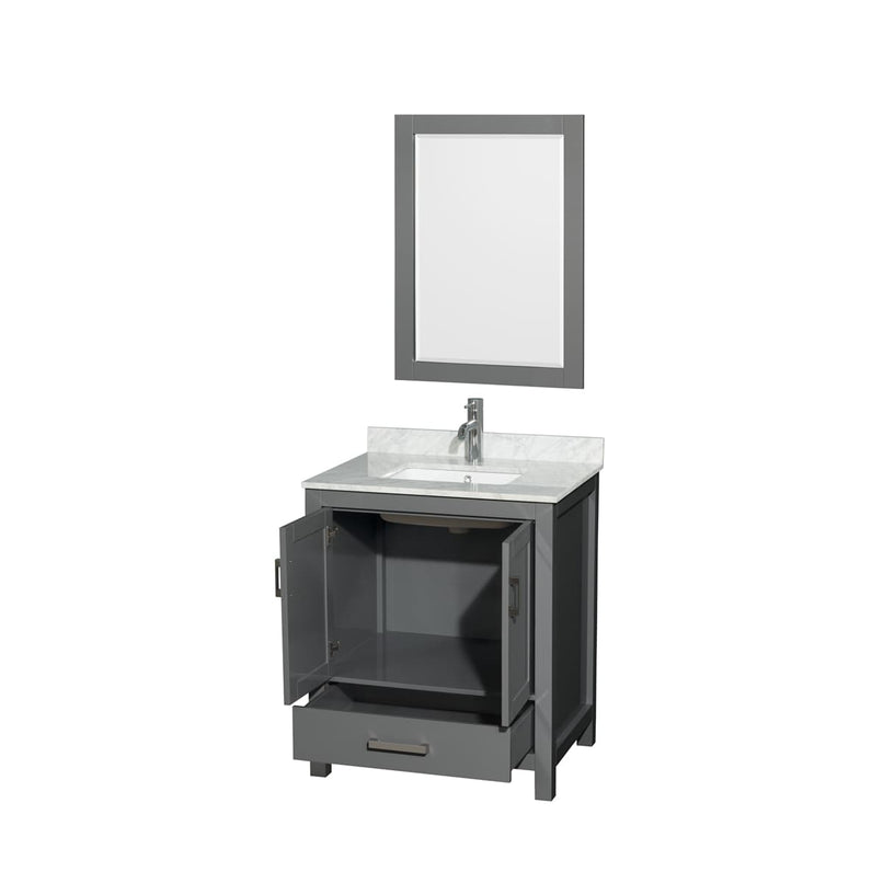 Sheffield 30" Free Standing Single Basin Vanity Set with Cabinet, Marble Vanity Top, and Framed Mirror - image 11