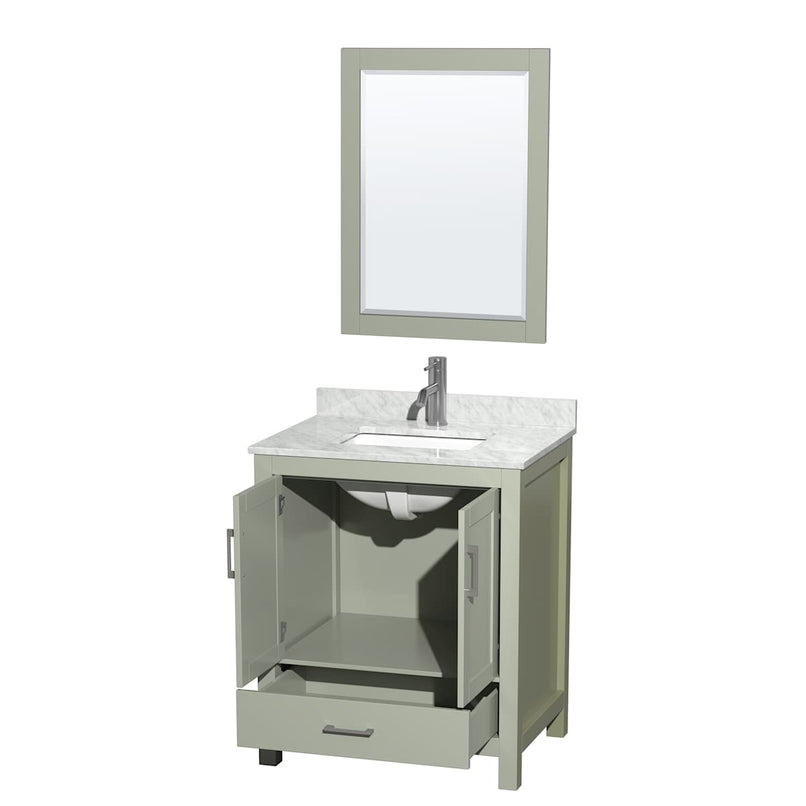 Sheffield 30" Free Standing Single Basin Vanity Set with Cabinet, Marble Vanity Top, and Framed Mirror - image 15