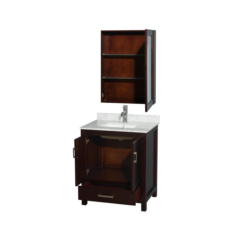 Sheffield 30" Free Standing Single Basin Vanity Set with Cabinet, Marble Vanity Top, and Medicine Cabinet - image 2
