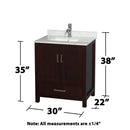 Sheffield 30" Free Standing Single Basin Vanity Set with Cabinet, Marble Vanity Top, and Medicine Cabinet - image 4