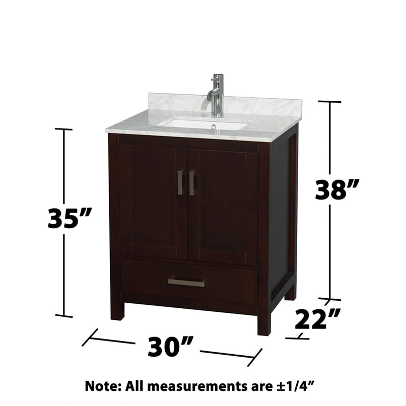 Sheffield 30" Free Standing Single Basin Vanity Set with Cabinet, Marble Vanity Top, and Medicine Cabinet - image 4