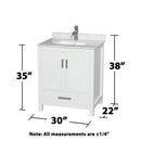 Sheffield 30" Free Standing Single Basin Vanity Set with Cabinet, Marble Vanity Top, and Medicine Cabinet - image 7