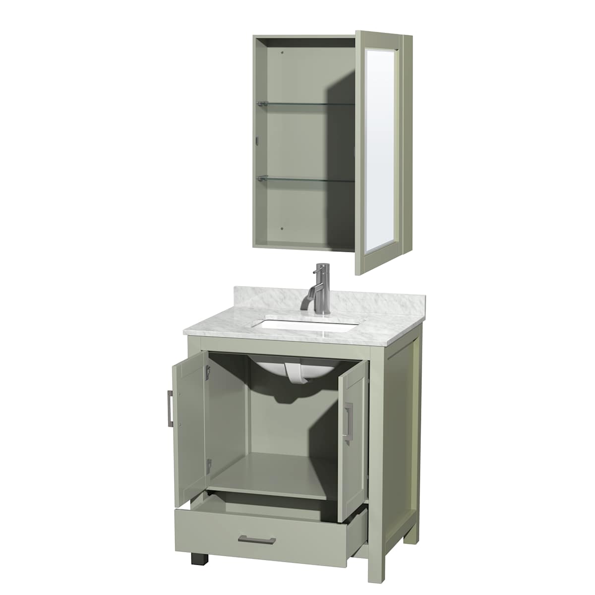 Sheffield 30" Free Standing Single Basin Vanity Set with Cabinet, Marble Vanity Top, and Medicine Cabinet - image 17