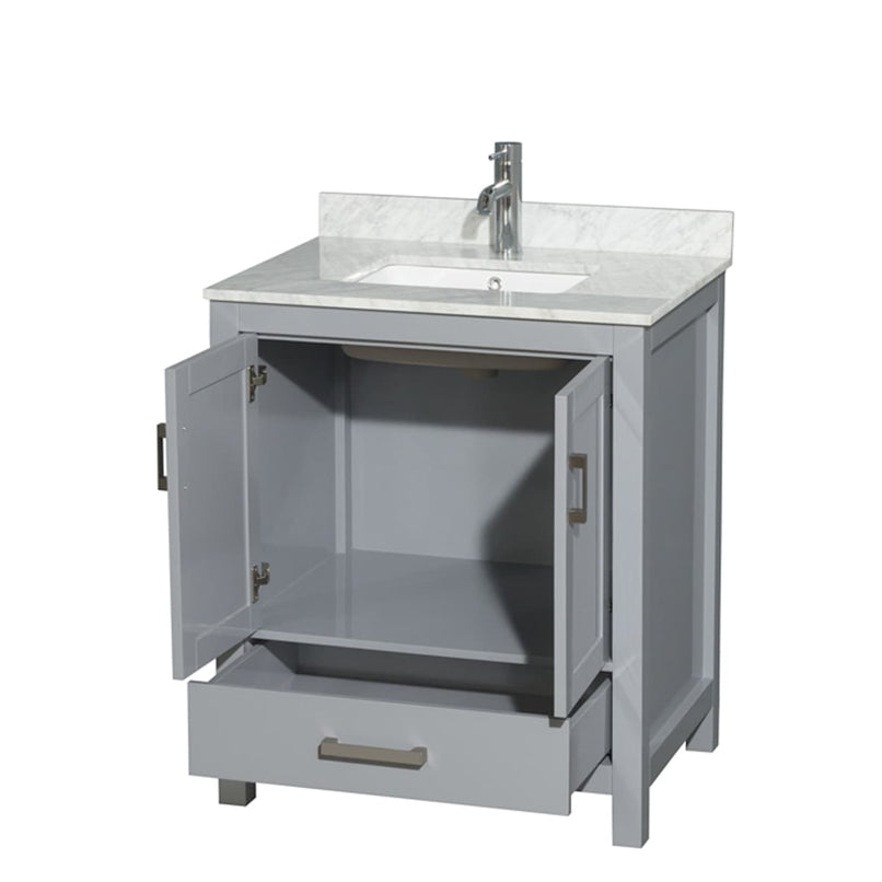 Sheffield 30" Free Standing Single Basin Vanity Set with Cabinet and Marble Vanity Top - image 4