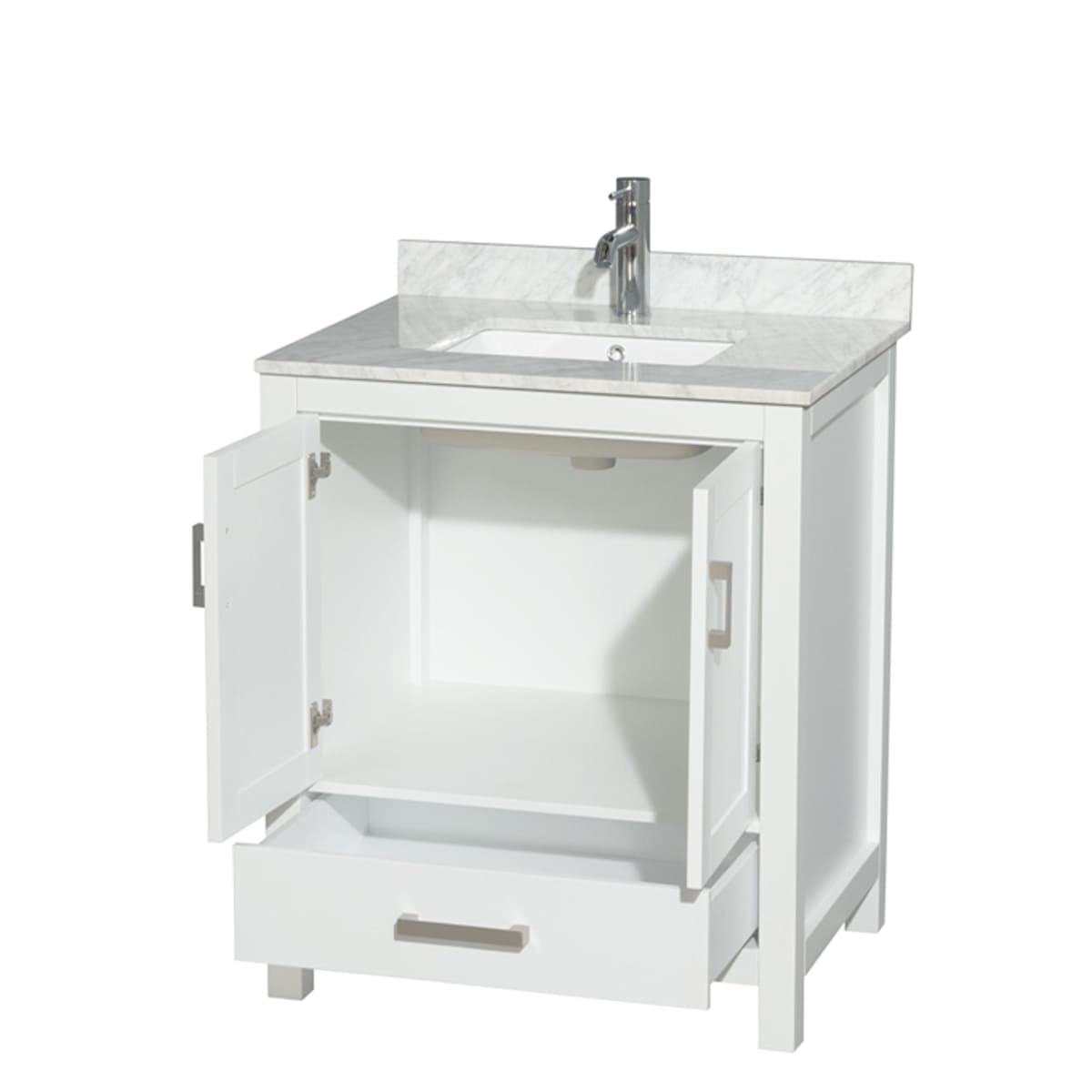 Sheffield 30" Free Standing Single Basin Vanity Set with Cabinet and Marble Vanity Top