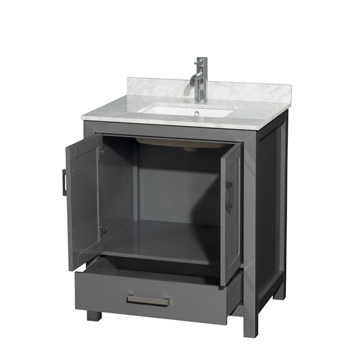 Sheffield 30" Free Standing Single Basin Vanity Set with Cabinet and Marble Vanity Top