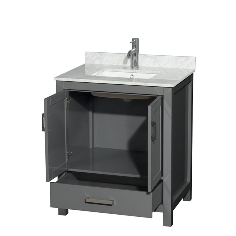 Sheffield 30" Free Standing Single Basin Vanity Set with Cabinet and Marble Vanity Top - image 8