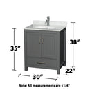 Sheffield 30" Free Standing Single Basin Vanity Set with Cabinet and Marble Vanity Top - image 10