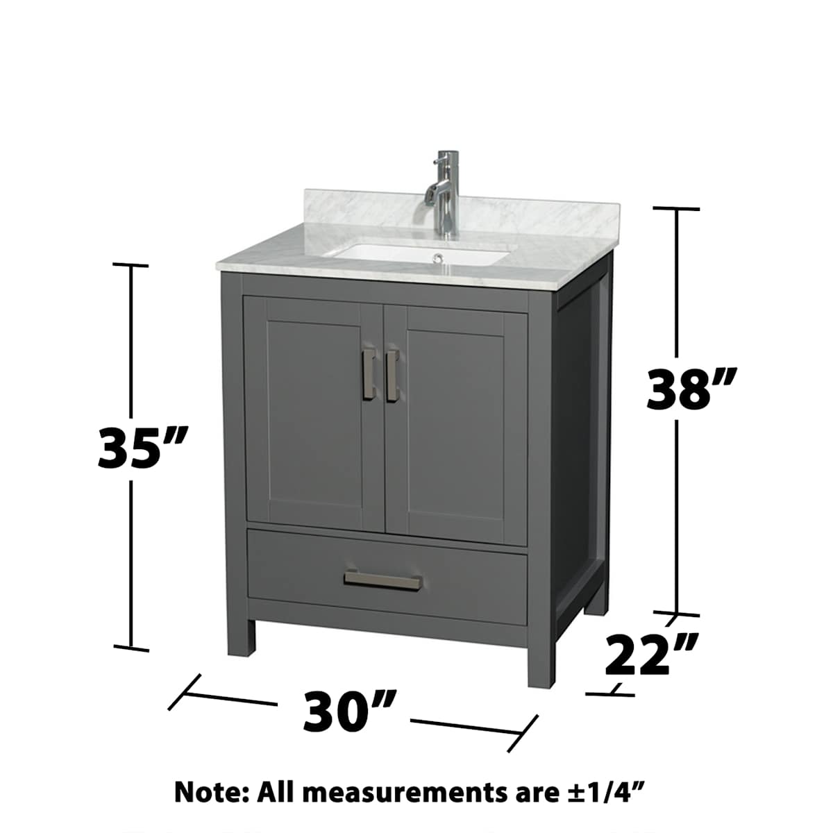 Sheffield 30" Free Standing Single Basin Vanity Set with Cabinet and Marble Vanity Top