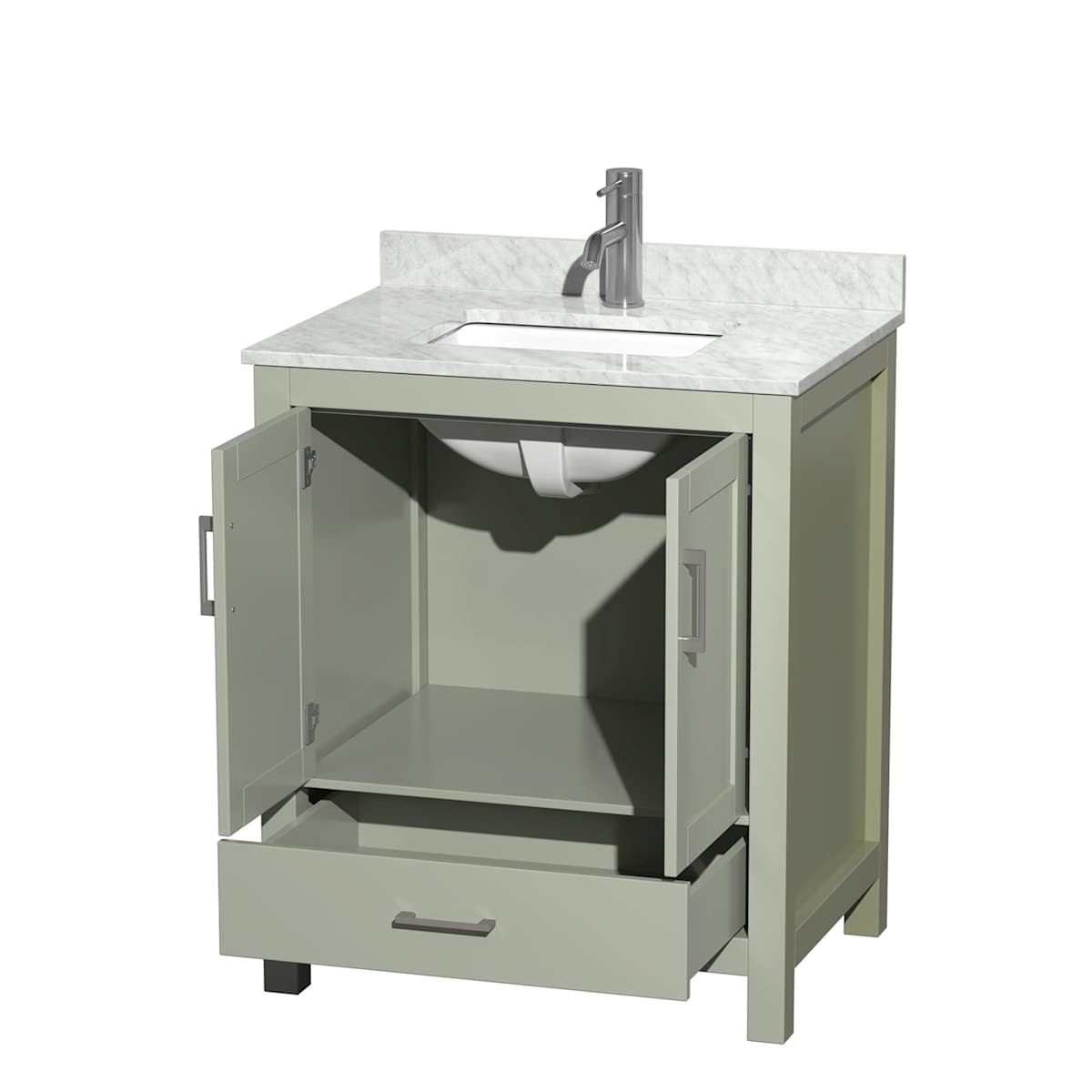 Sheffield 30" Free Standing Single Basin Vanity Set with Cabinet and Marble Vanity Top