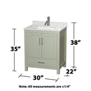 Sheffield 30" Free Standing Single Basin Vanity Set with Cabinet and Marble Vanity Top - image 12