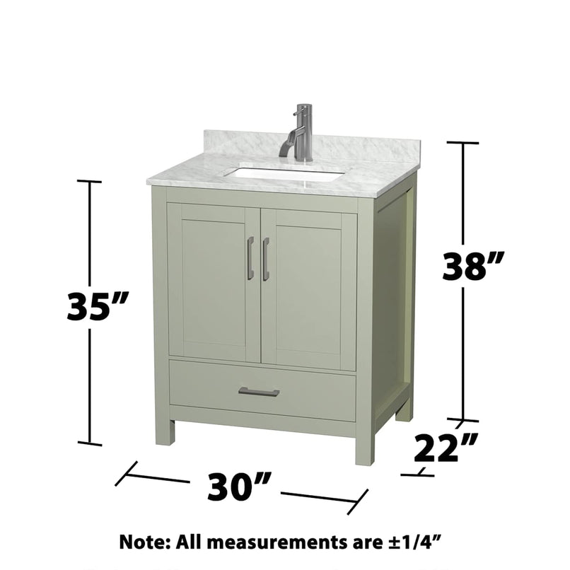 Sheffield 30" Free Standing Single Basin Vanity Set with Cabinet and Marble Vanity Top - image 12