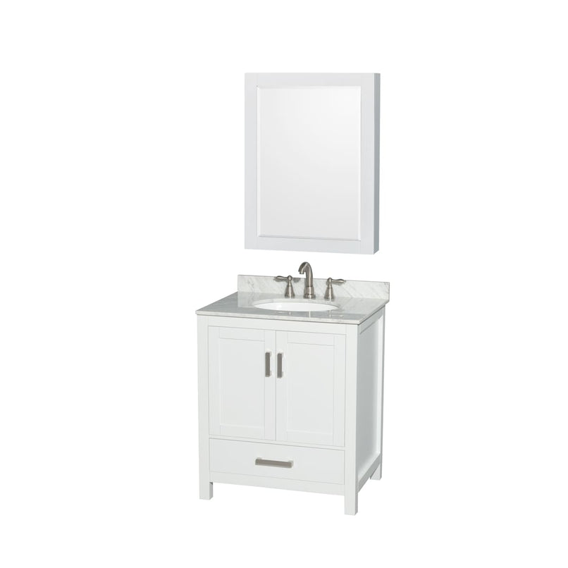 Sheffield 30" Free Standing Single Basin Vanity Set with Cabinet, Marble Vanity Top, and Medicine Cabinet - image 1