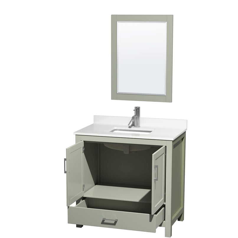 Sheffield 36" Free Standing Single Basin Vanity Set with Cabinet, Quartz Vanity Top, and Framed Mirror - image 14