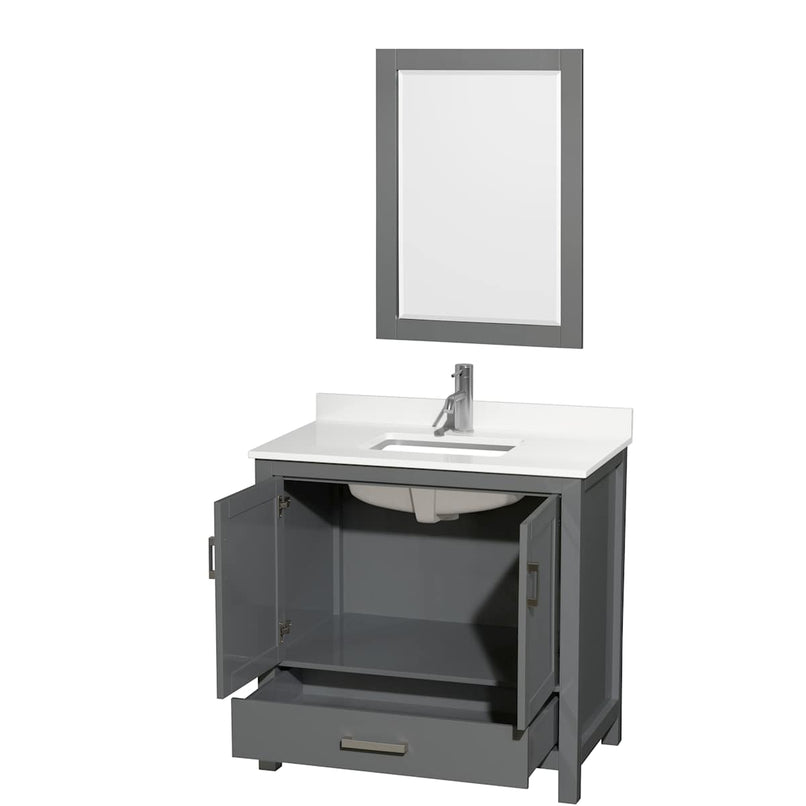Sheffield 36" Free Standing Single Basin Vanity Set with Cabinet, Quartz Vanity Top, and Framed Mirror - image 16