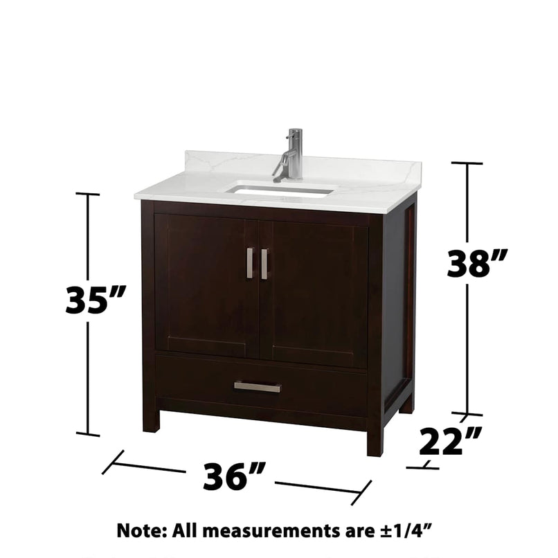 Sheffield 36" Free Standing Single Basin Vanity Set with Cabinet, Quartz Vanity Top, and Medicine Cabinet - image 6