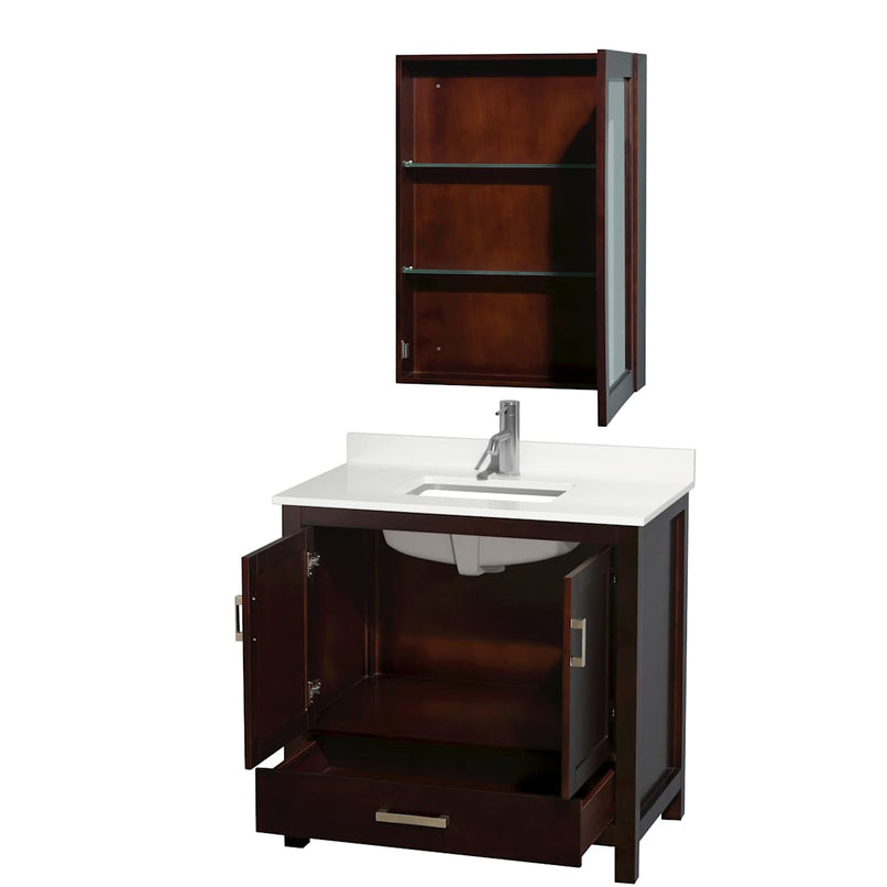 Sheffield 36" Free Standing Single Basin Vanity Set with Cabinet, Quartz Vanity Top, and Medicine Cabinet - image 7