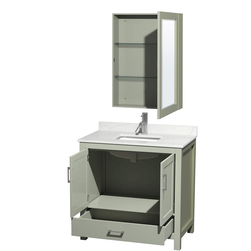 Sheffield 36" Free Standing Single Basin Vanity Set with Cabinet, Quartz Vanity Top, and Medicine Cabinet - image 16