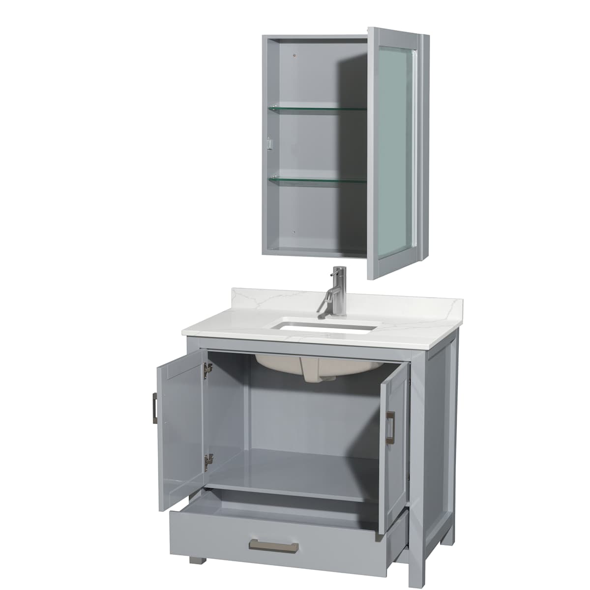 Sheffield 36" Free Standing Single Basin Vanity Set with Cabinet, Quartz Vanity Top, and Medicine Cabinet - image 20