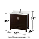 Sheffield 36" Free Standing Single Basin Vanity Set with Cabinet and Quartz Vanity Top - image 4