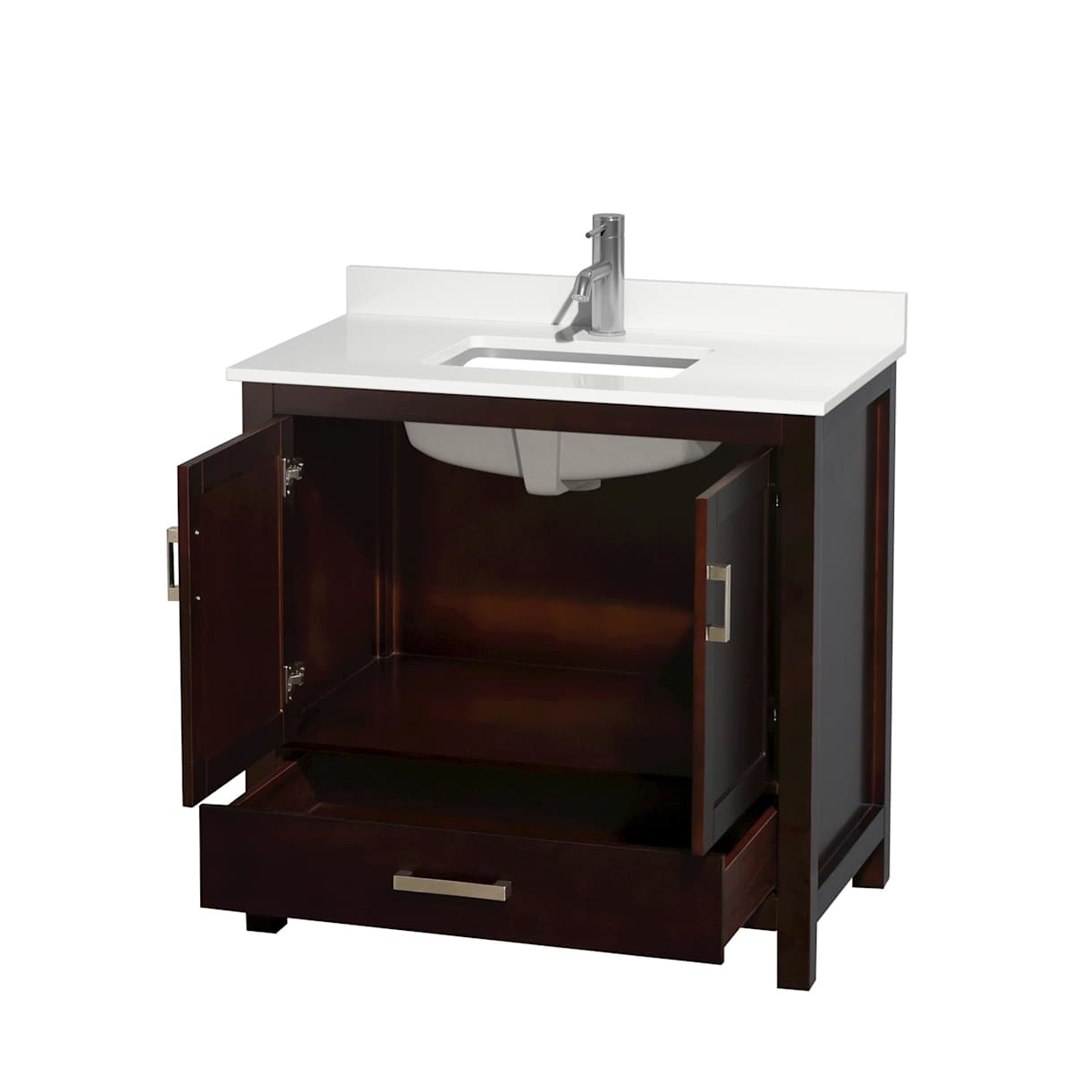 Sheffield 36" Free Standing Single Basin Vanity Set with Cabinet and Quartz Vanity Top