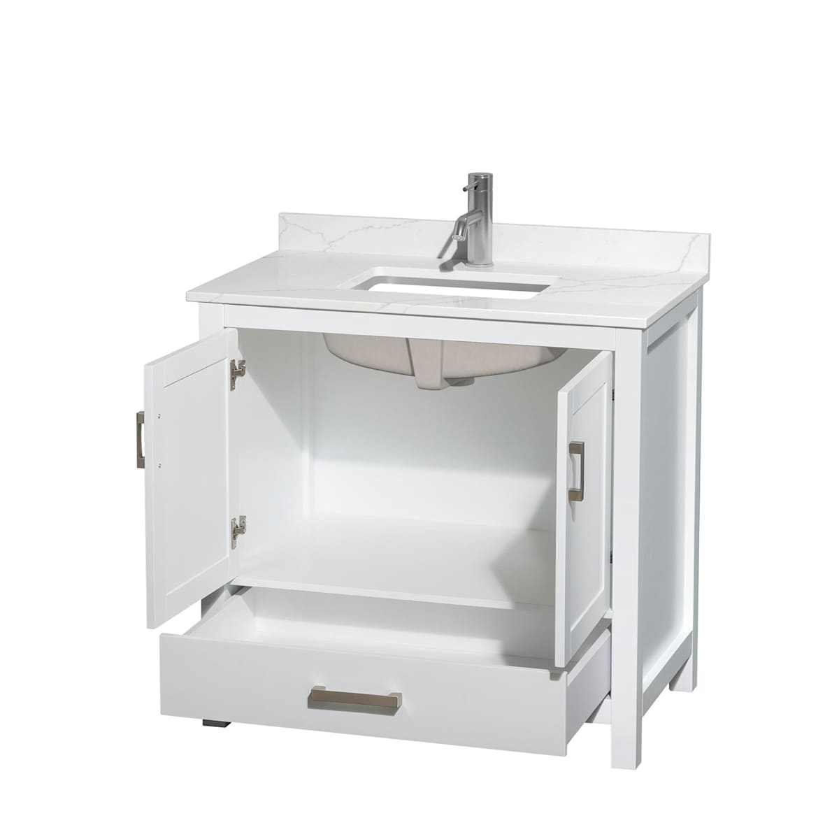 Sheffield 36" Free Standing Single Basin Vanity Set with Cabinet and Quartz Vanity Top