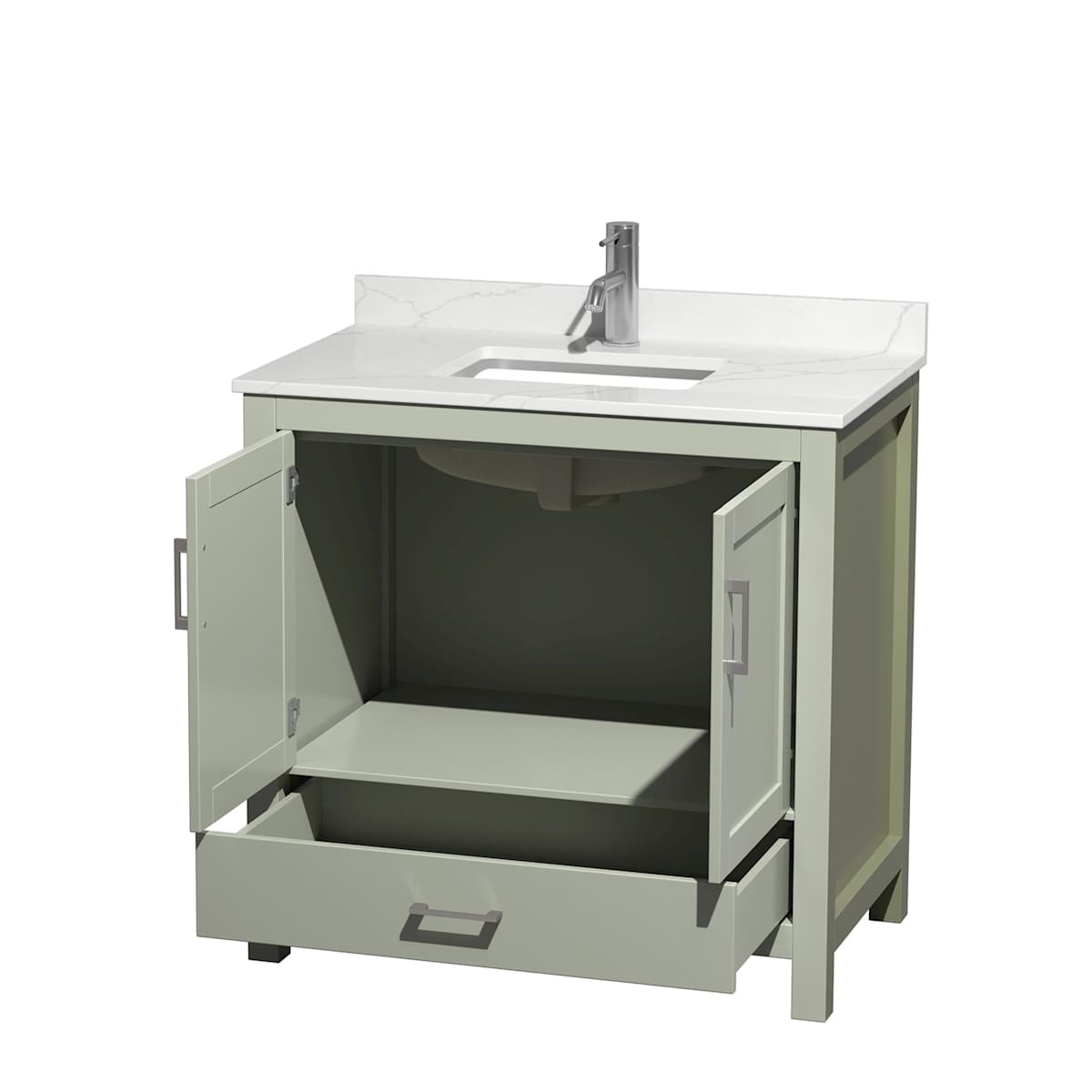 Sheffield 36" Free Standing Single Basin Vanity Set with Cabinet and Quartz Vanity Top