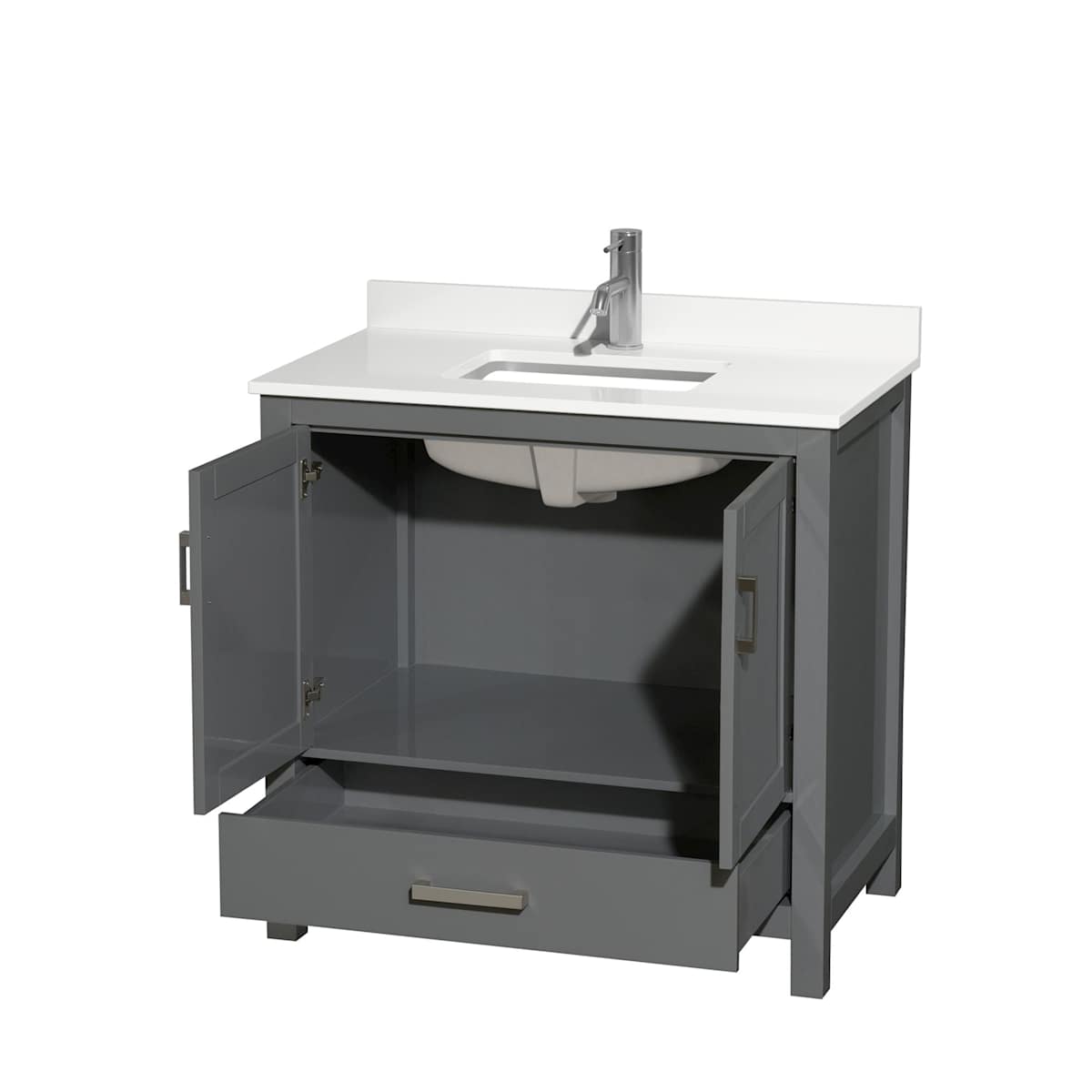 Sheffield 36" Free Standing Single Basin Vanity Set with Cabinet and Quartz Vanity Top