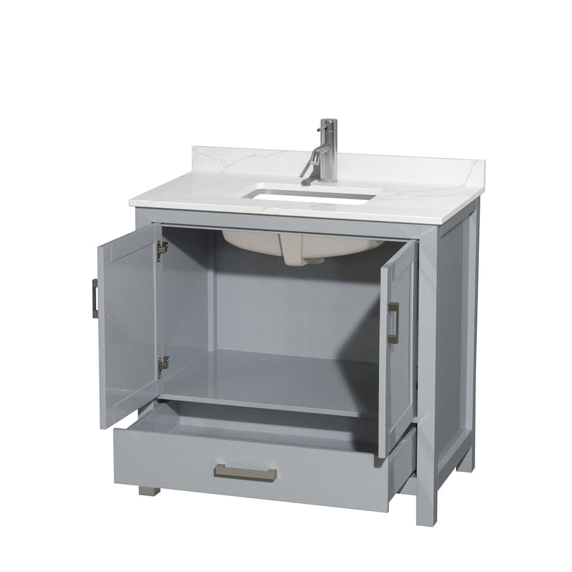 Sheffield 36" Free Standing Single Basin Vanity Set with Cabinet and Quartz Vanity Top - image 14