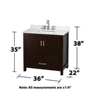 Sheffield 36" Free Standing Single Basin Vanity Set with Cabinet, Quartz Vanity Top, and Framed Mirror - image 5