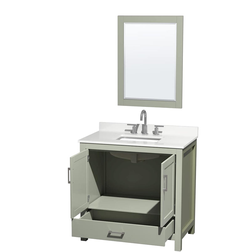 Sheffield 36" Free Standing Single Basin Vanity Set with Cabinet, Quartz Vanity Top, and Framed Mirror - image 14