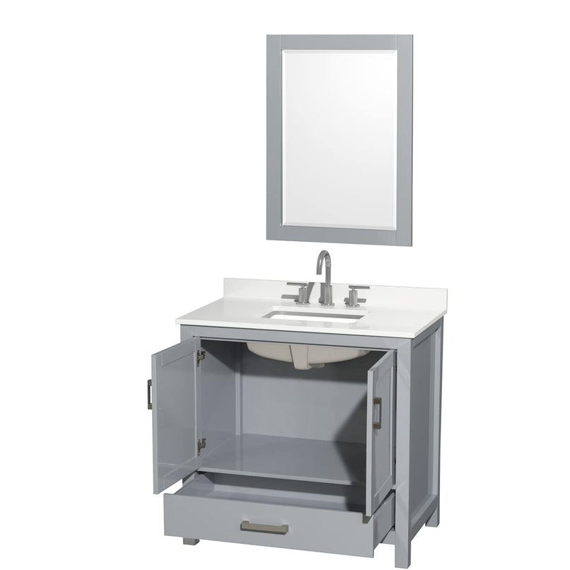 Sheffield 36" Free Standing Single Basin Vanity Set with Cabinet, Quartz Vanity Top, and Framed Mirror - image 18