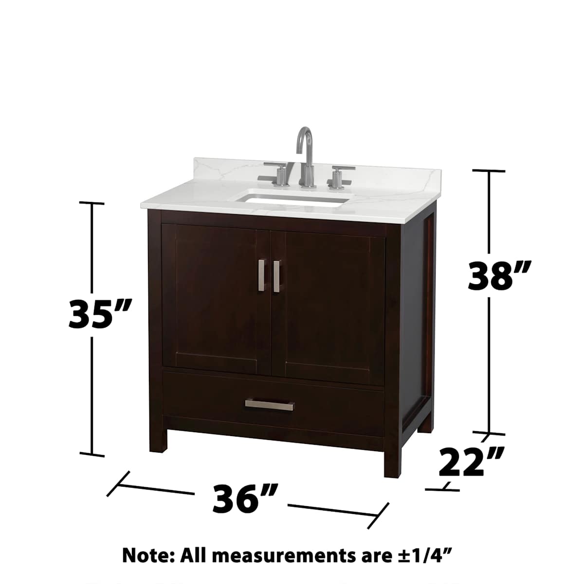 Sheffield 36" Free Standing Single Basin Vanity Set with Cabinet, Quartz Vanity Top, and Medicine Cabinet