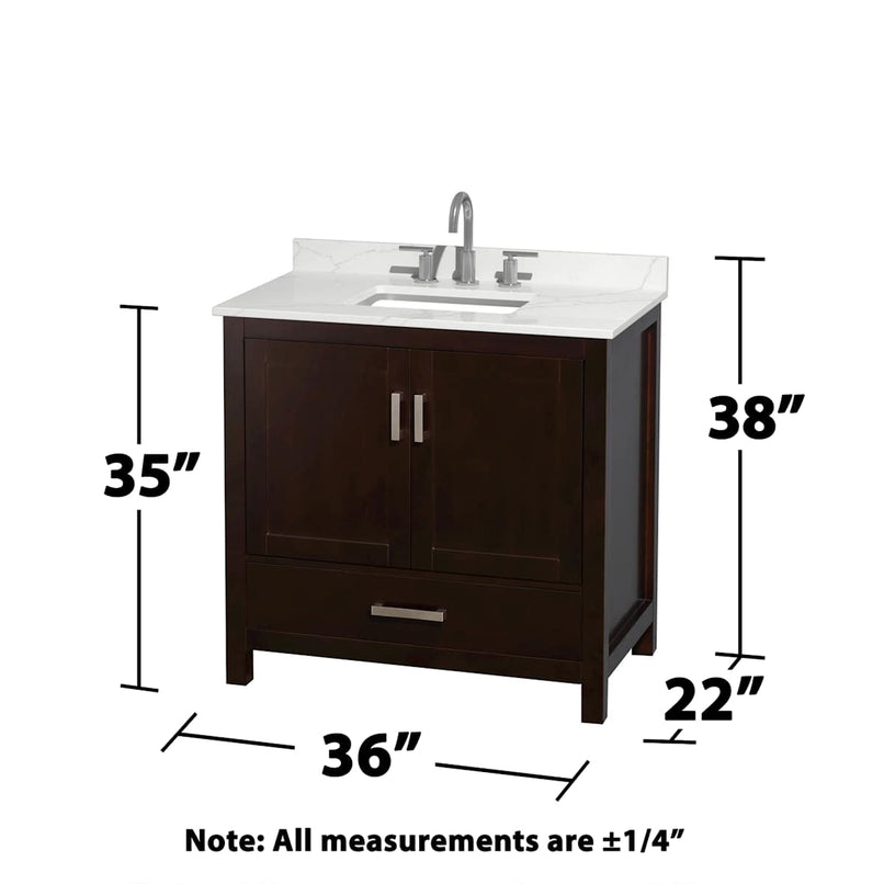 Sheffield 36" Free Standing Single Basin Vanity Set with Cabinet, Quartz Vanity Top, and Medicine Cabinet - image 6
