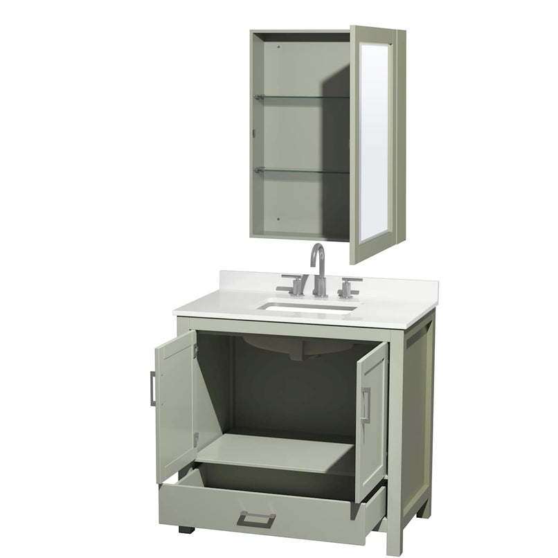 Sheffield 36" Free Standing Single Basin Vanity Set with Cabinet, Quartz Vanity Top, and Medicine Cabinet - image 15