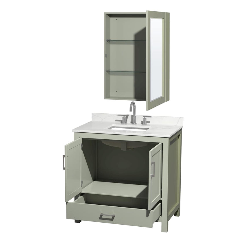 Sheffield 36" Free Standing Single Basin Vanity Set with Cabinet, Quartz Vanity Top, and Medicine Cabinet - image 16