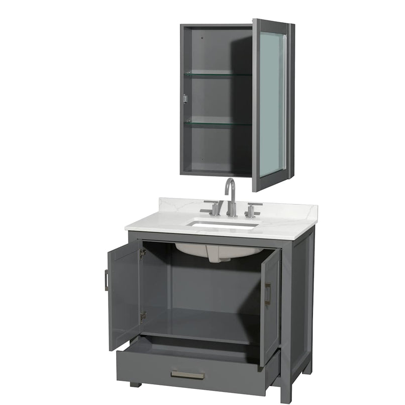 Sheffield 36" Free Standing Single Basin Vanity Set with Cabinet, Quartz Vanity Top, and Medicine Cabinet - image 18