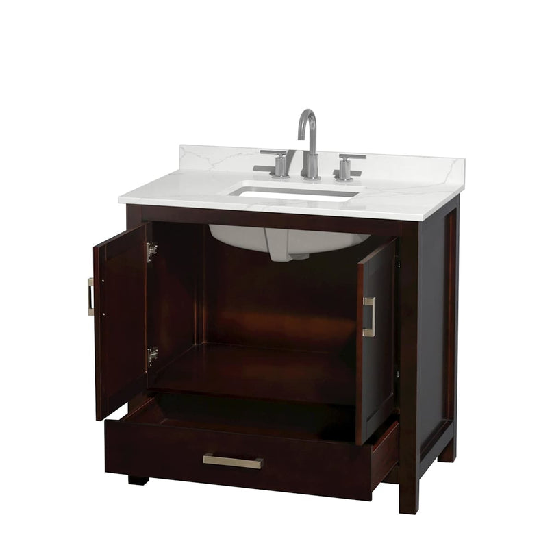 Sheffield 36" Free Standing Single Basin Vanity Set with Cabinet and Quartz Vanity Top - image 2