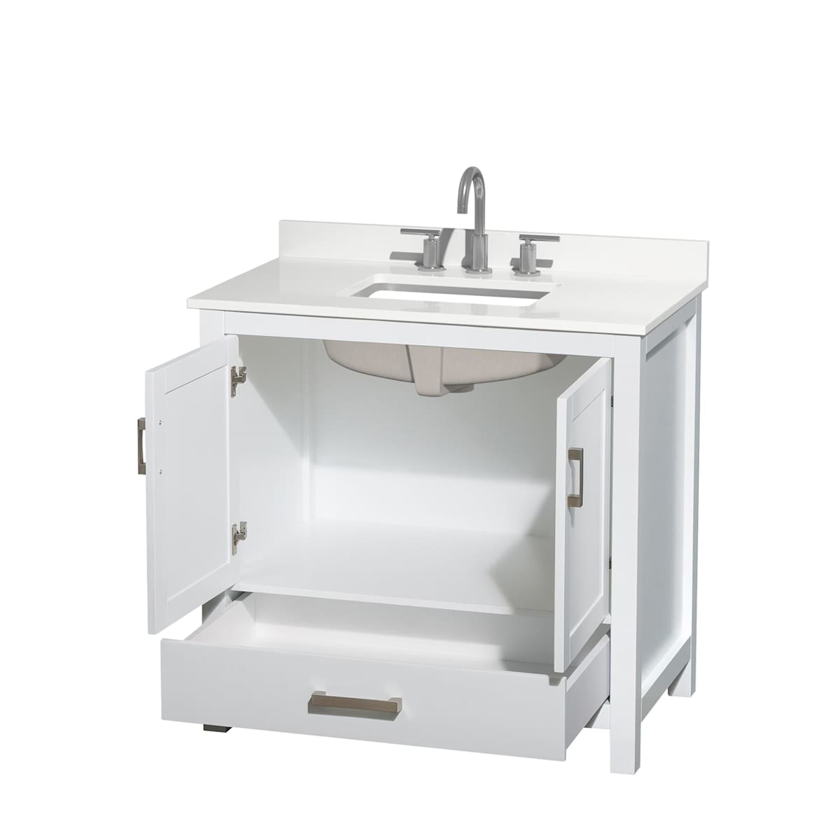 Sheffield 36" Free Standing Single Basin Vanity Set with Cabinet and Quartz Vanity Top