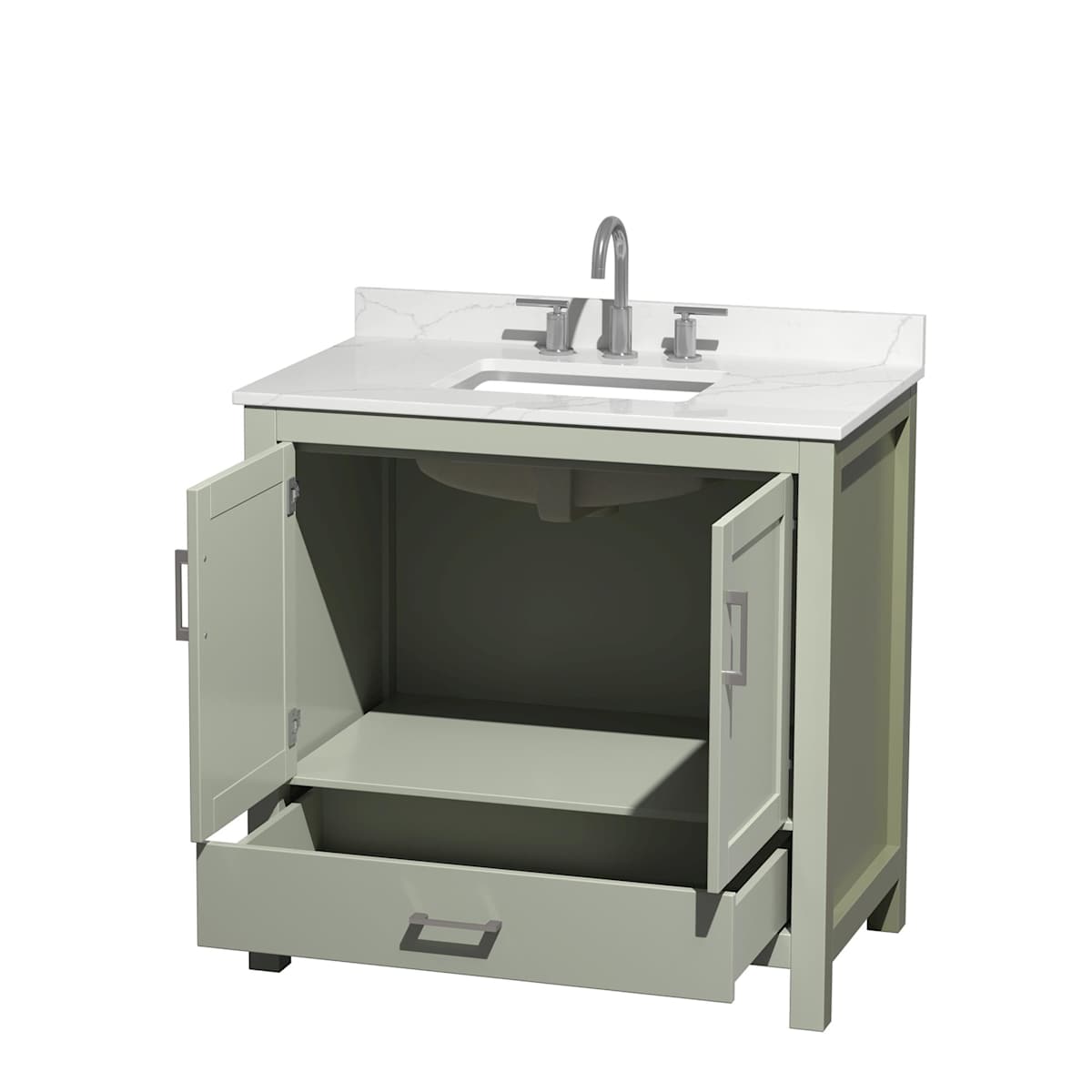 Sheffield 36" Free Standing Single Basin Vanity Set with Cabinet and Quartz Vanity Top