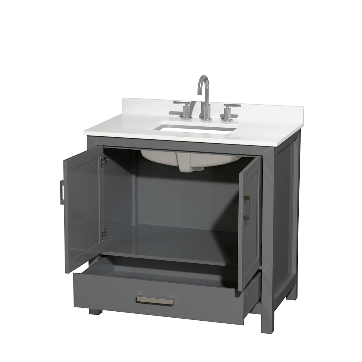 Sheffield 36" Free Standing Single Basin Vanity Set with Cabinet and Quartz Vanity Top