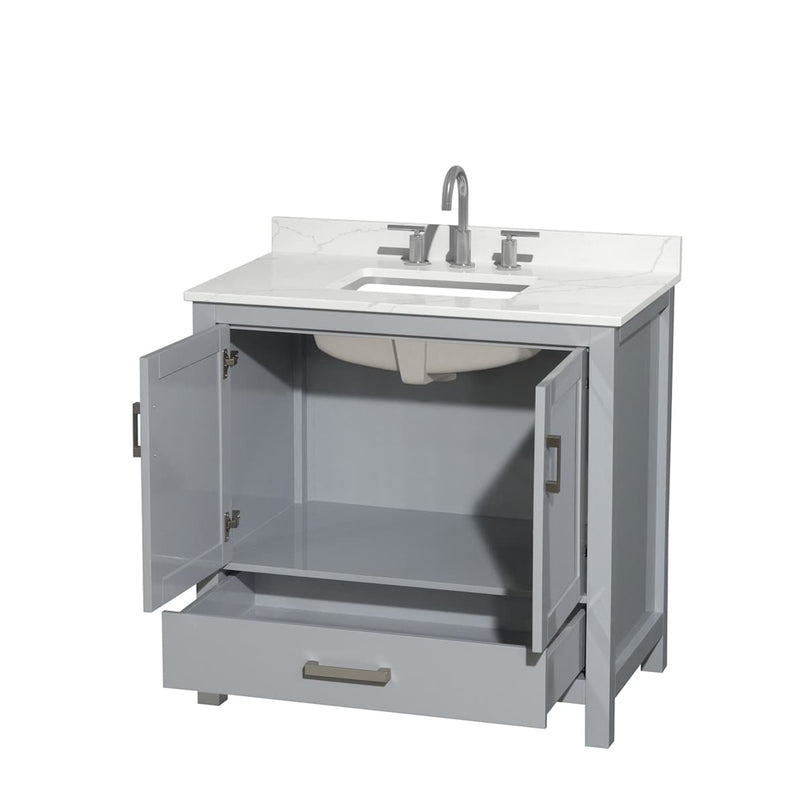 Sheffield 36" Free Standing Single Basin Vanity Set with Cabinet and Quartz Vanity Top - image 15