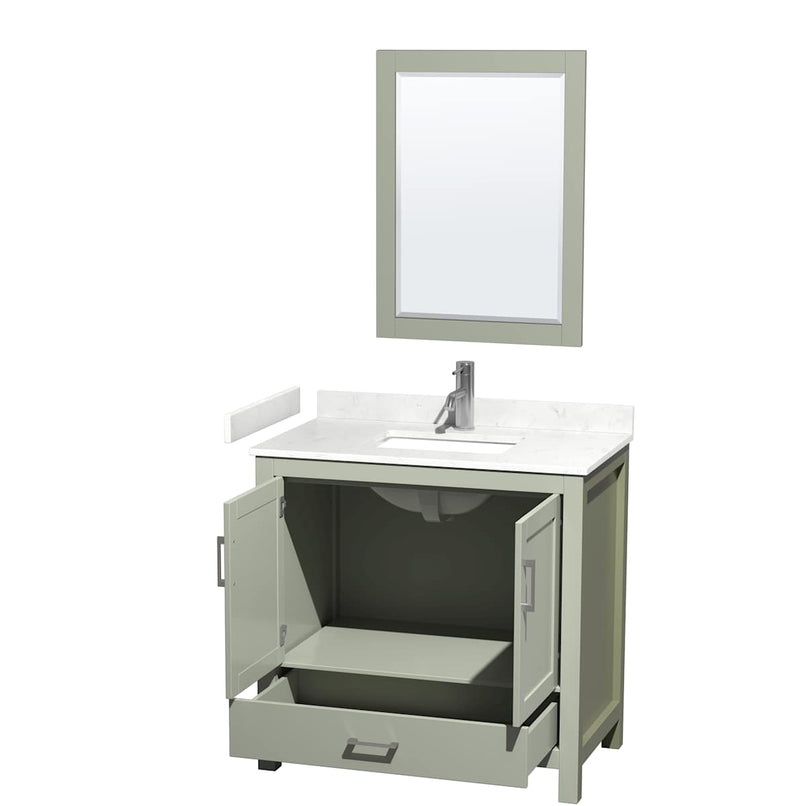 Sheffield 36" Free Standing Single Basin Vanity Set with Cabinet, Cultured Marble Vanity Top, and Framed Mirror - image 15