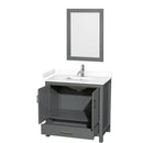 Sheffield 36" Free Standing Single Basin Vanity Set with Cabinet, Cultured Marble Vanity Top, and Framed Mirror - image 16