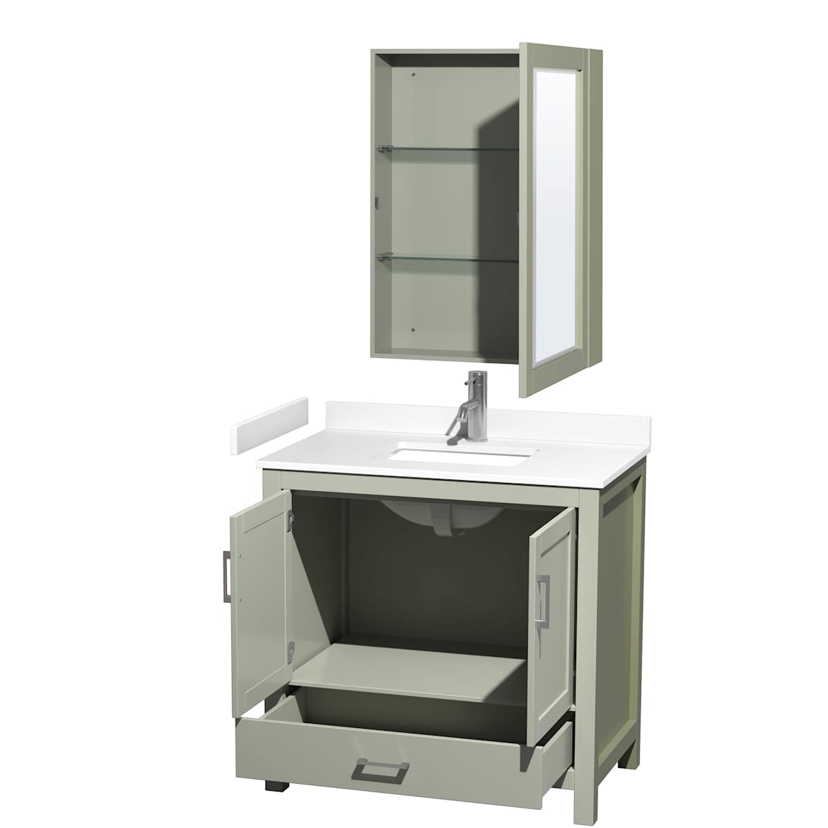 Sheffield 36" Free Standing Single Basin Vanity Set with Cabinet, Cultured Marble Vanity Top, and Medicine Cabinet - image 11
